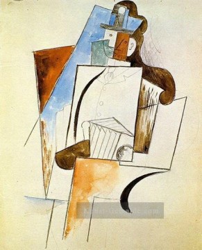 Pablo Picasso Werke - Accordeoniste Man a chapeau 1916 Kubismus Pablo Picasso